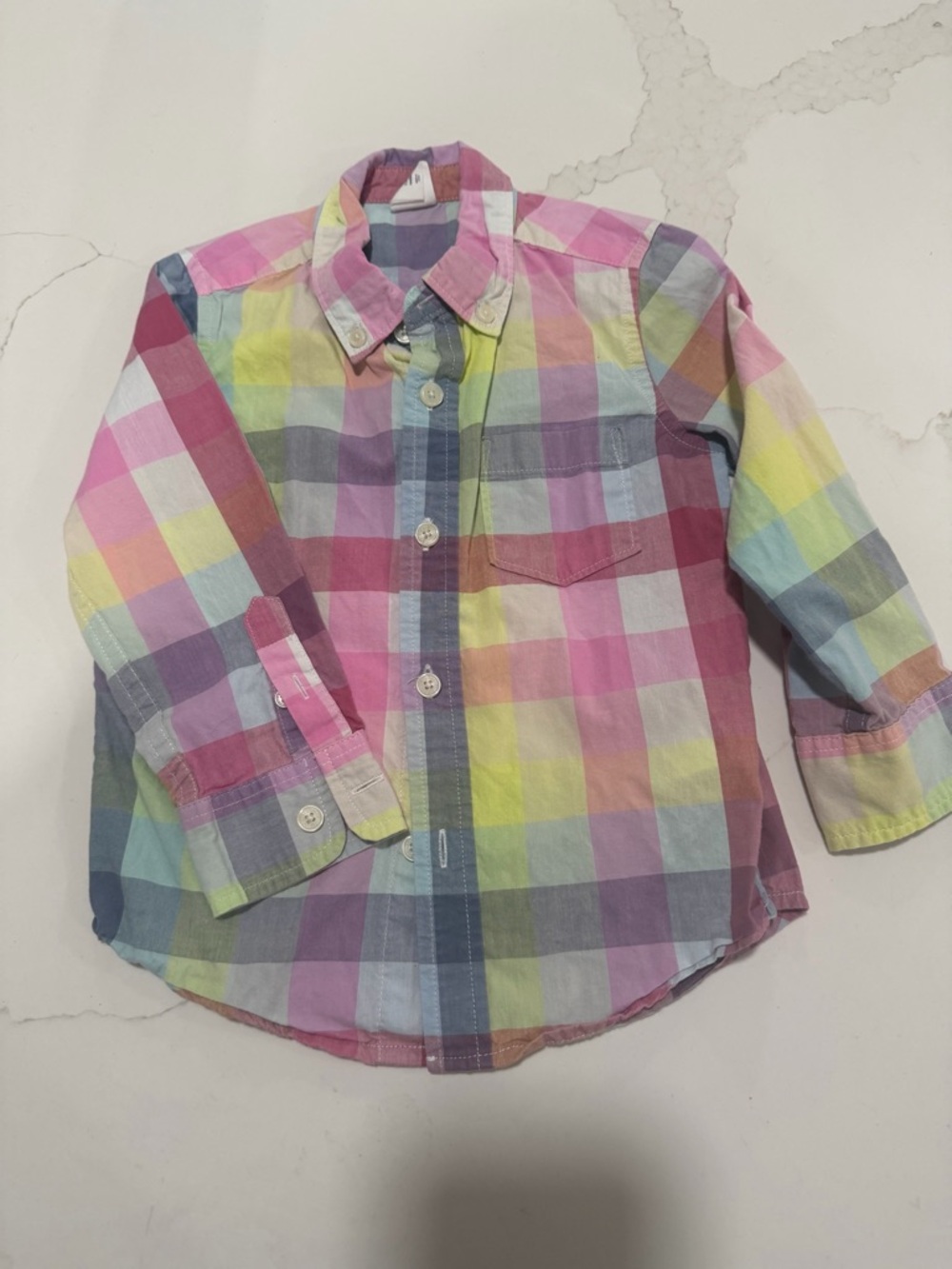 GAP Pastel Multicolor Plaid Button-Down Shirt